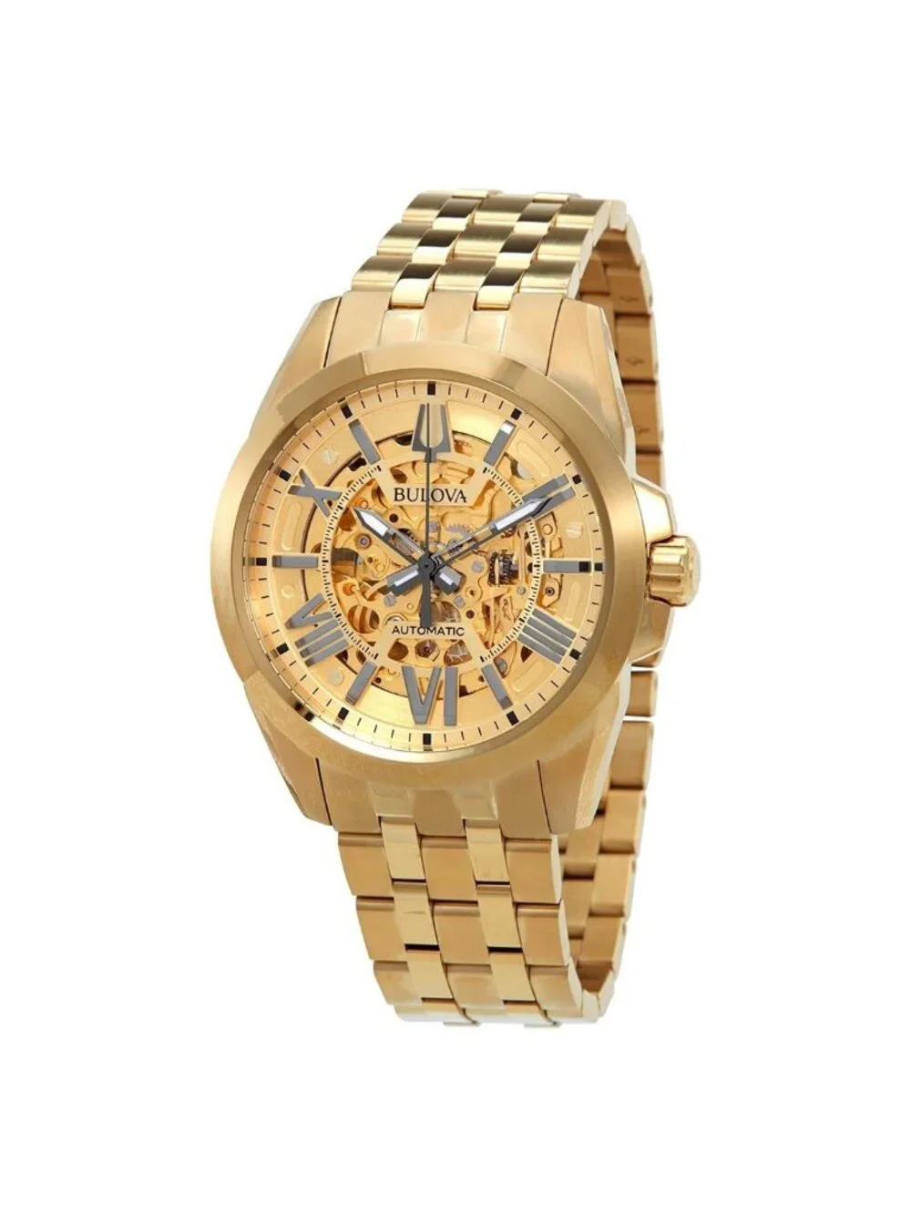 NWT Bulova Sutton Automatic Gold Skeleton Dial Men's Watch